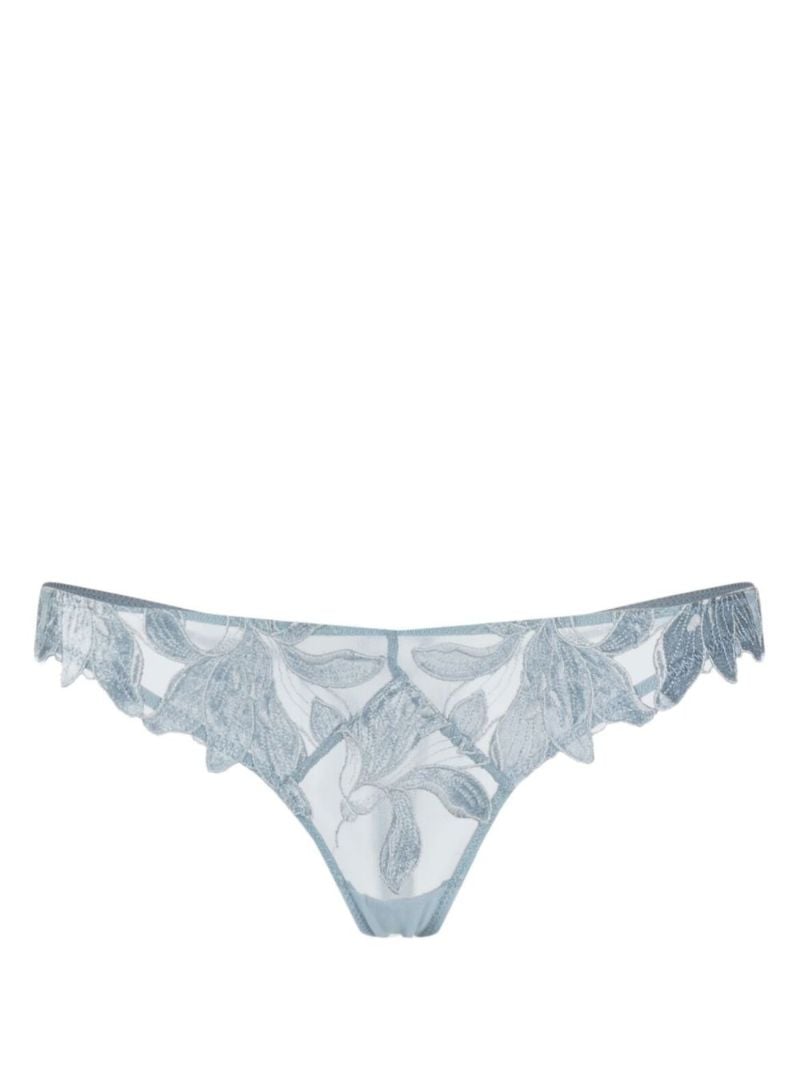 Blue Lily Embroidered Hipster Thong