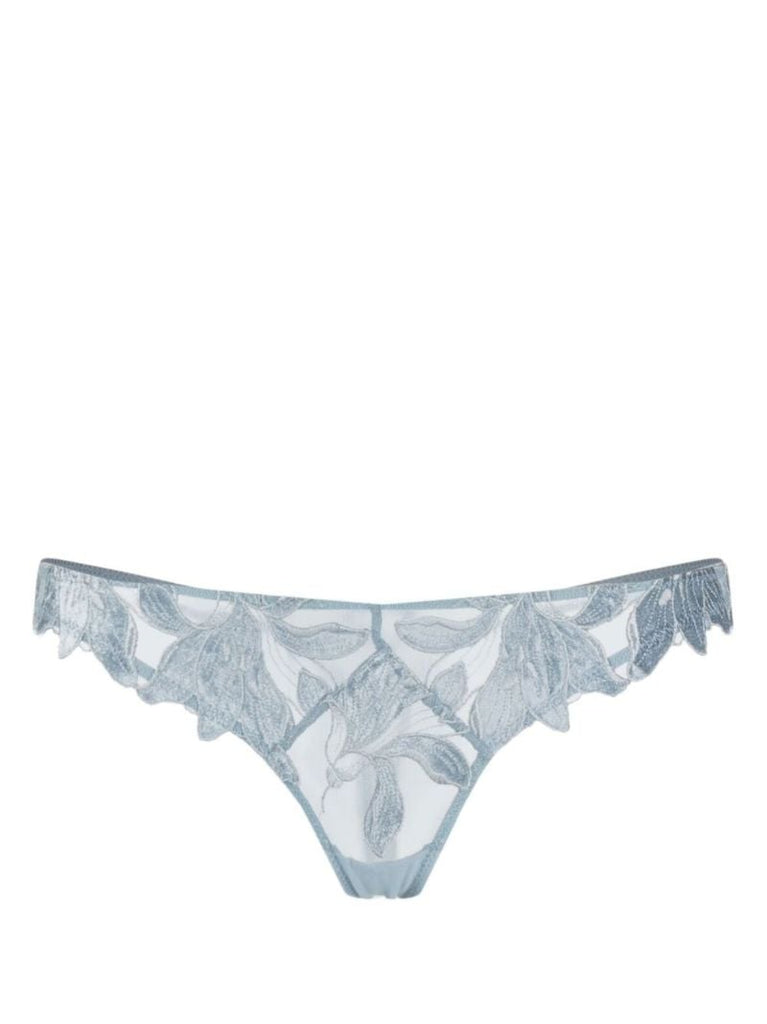 Blue Lily Embroidered Hipster Thong