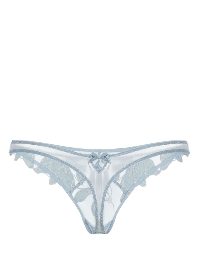 Blue Lily Embroidered Hipster Thong