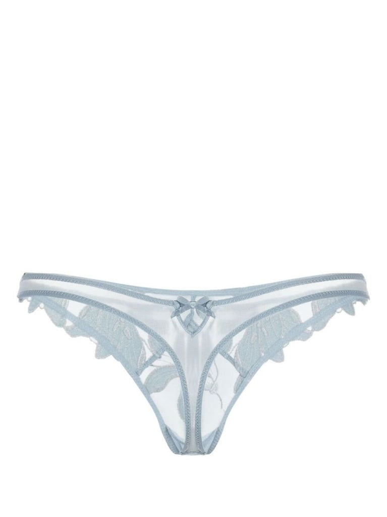 Blue Lily Embroidered Hipster Thong