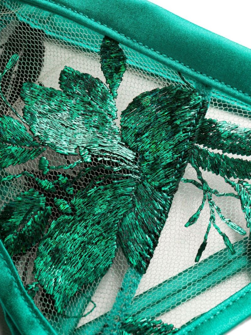 Green Allover Foil Embroidered Garter Belt
