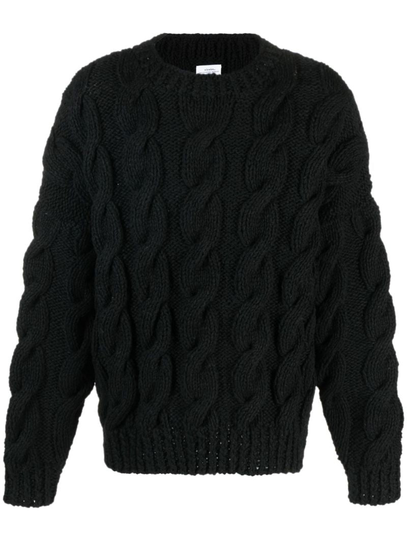 Black Cable Knit Wool Sweater