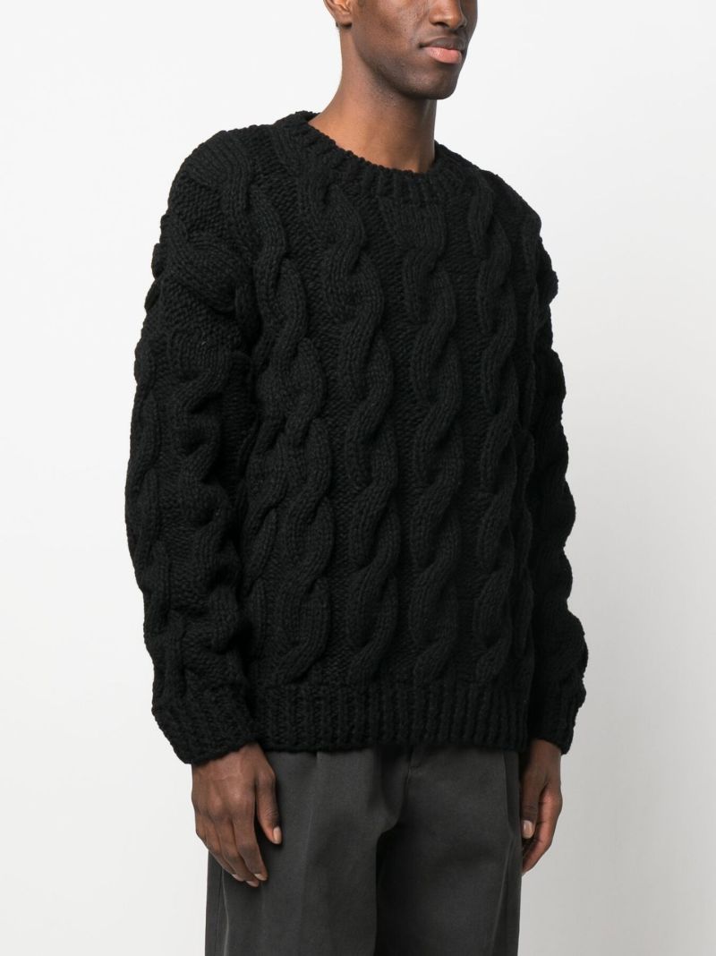 Black Cable Knit Wool Sweater