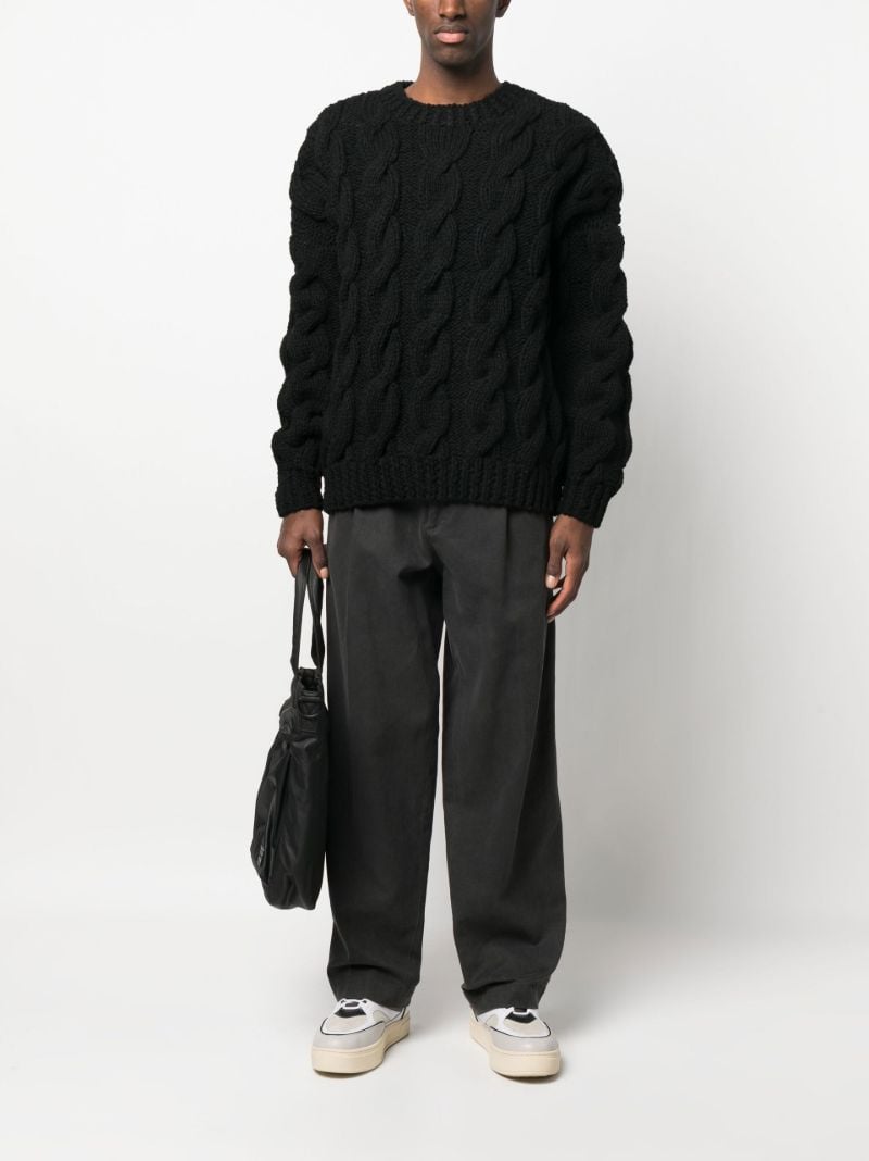 Black Cable Knit Wool Sweater