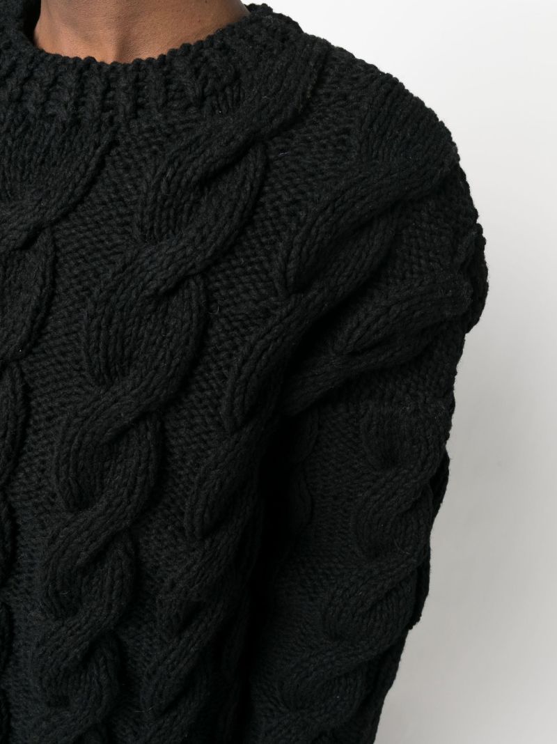 Black Cable Knit Wool Sweater