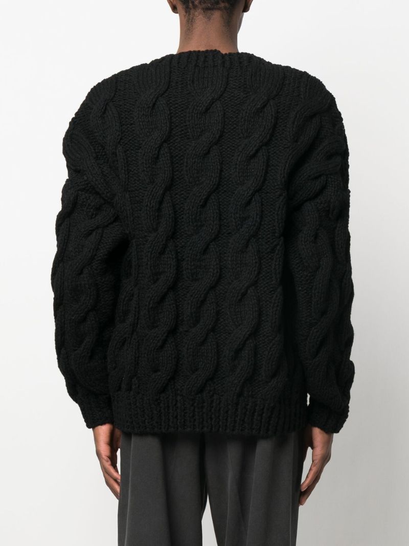 Black Cable Knit Wool Sweater