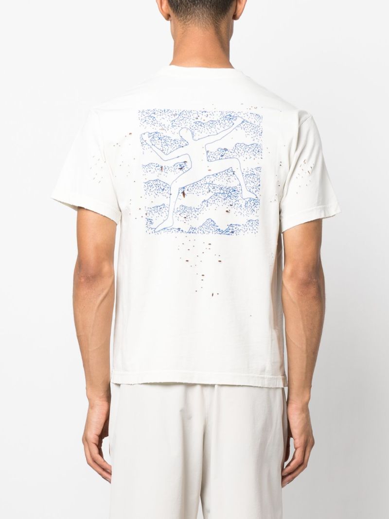 White Mothtech Distressed T-shirt