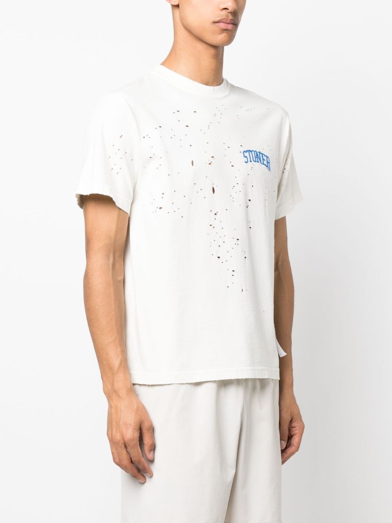 White Mothtech Distressed T-shirt
