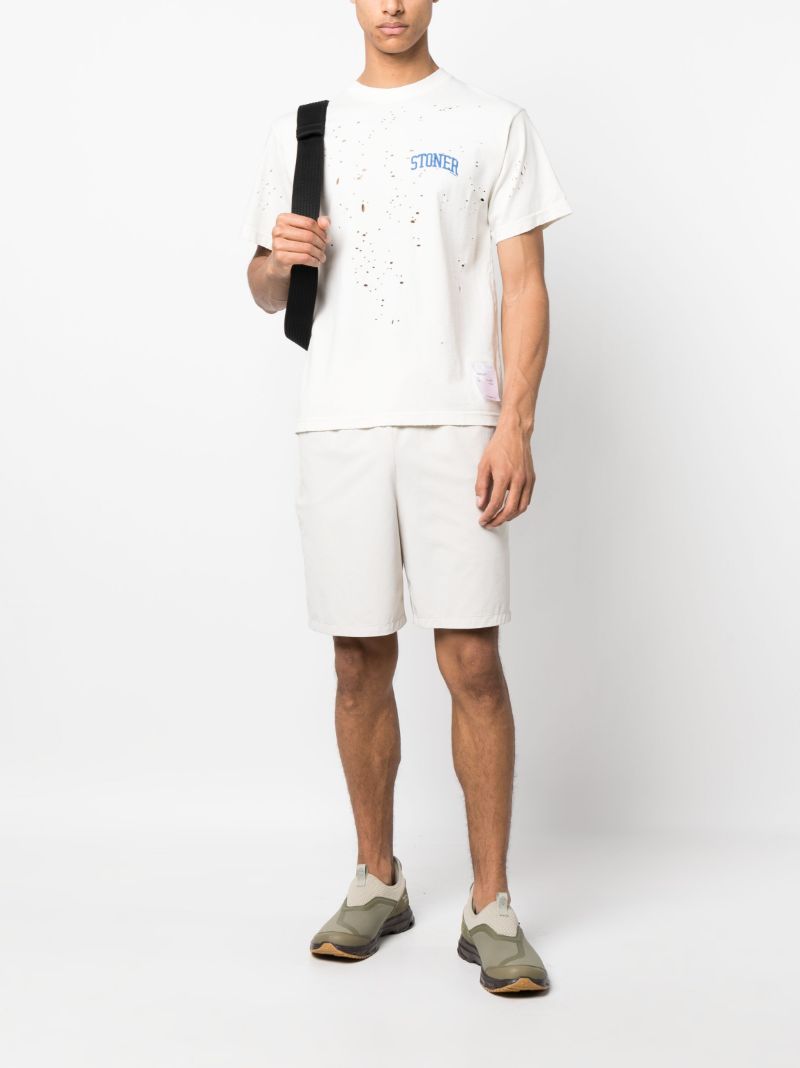 White Mothtech Distressed T-shirt