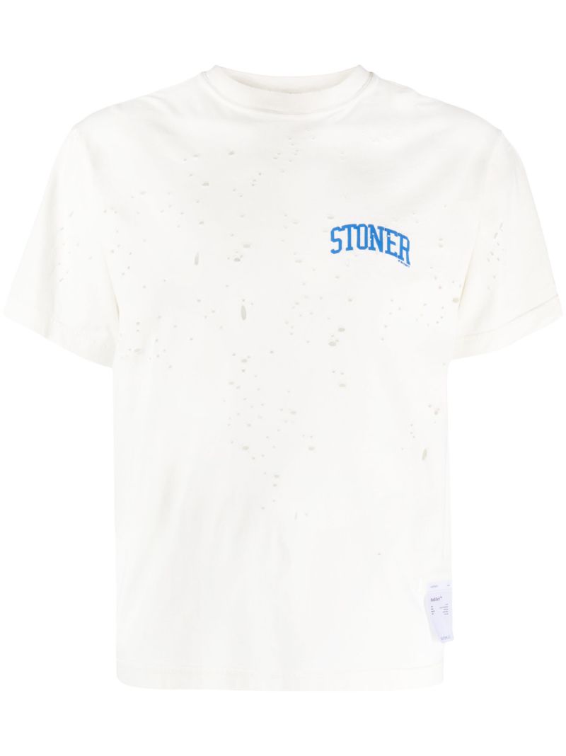 White Mothtech Distressed T-shirt