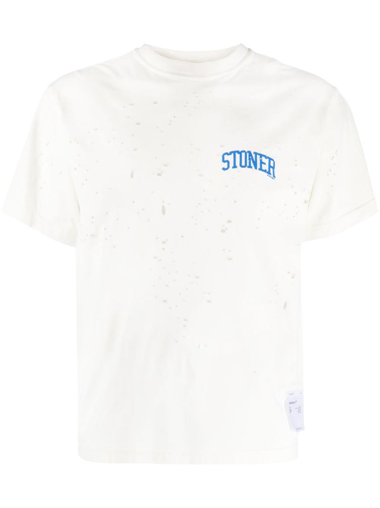 White Mothtech Distressed T-shirt