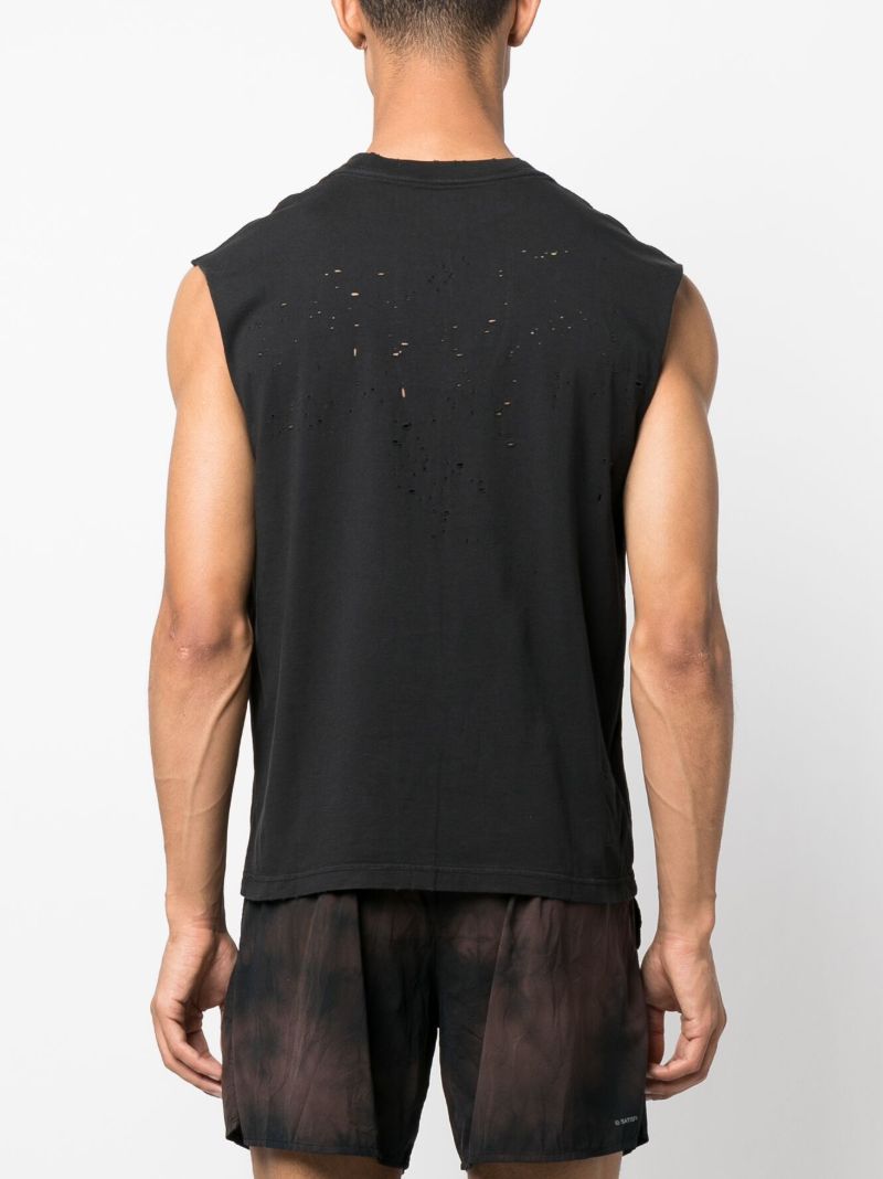 Black Mothtech Distressed Tank Top