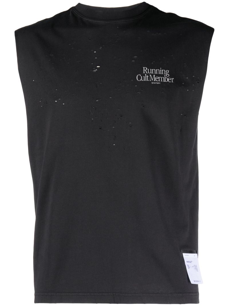 Black Mothtech Distressed Tank Top