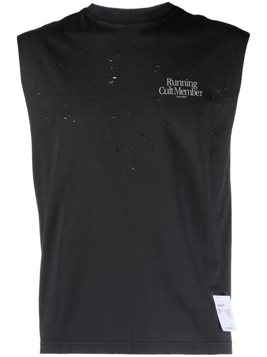 Black Mothtech Distressed Tank Top