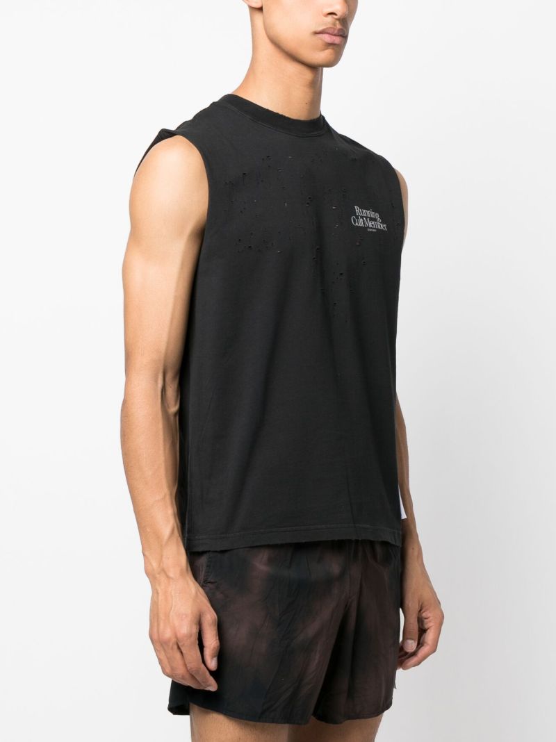 Black Mothtech Distressed Tank Top