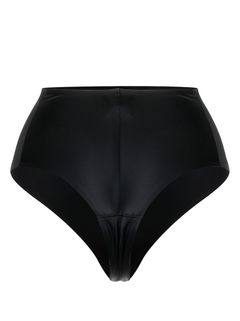 Black Shaping Satin Cotton Thong