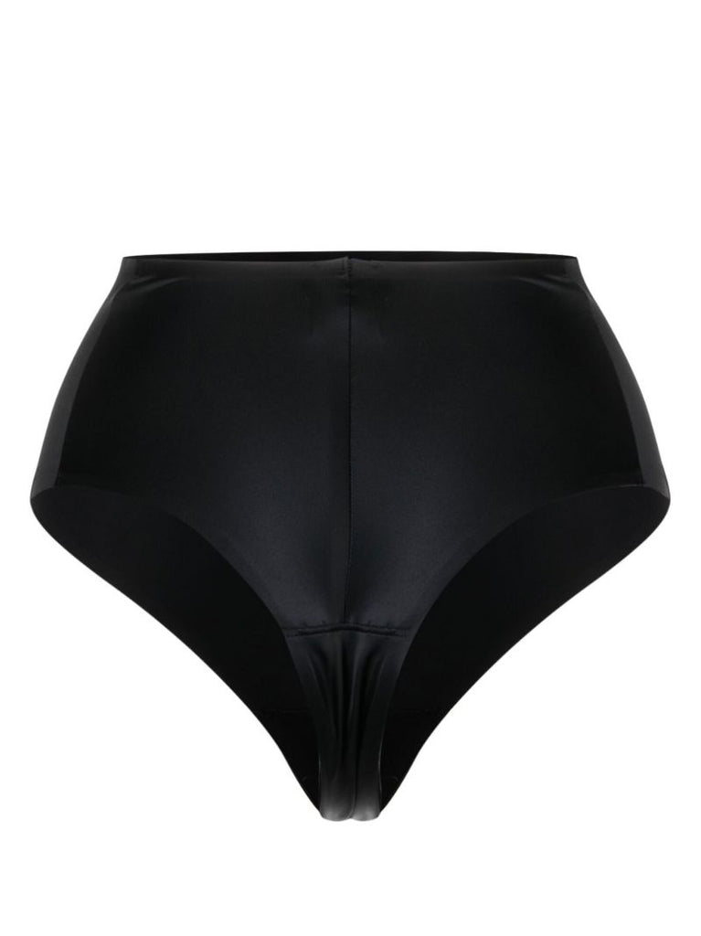 Black Shaping Satin Cotton Thong