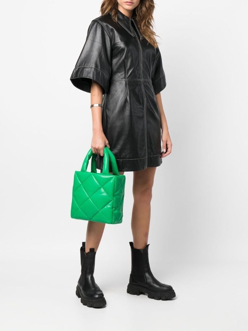 Green Rosanne Diamond Quilted Tote Bag
