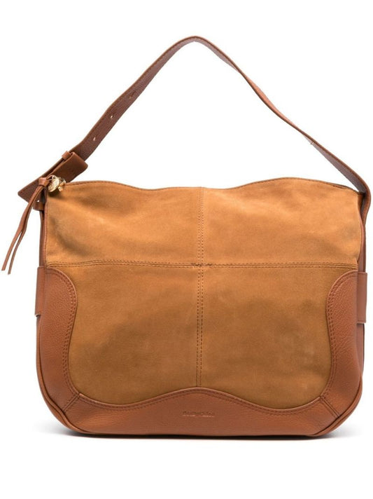 Brown Hana Panelled Leather Shoulder Bag