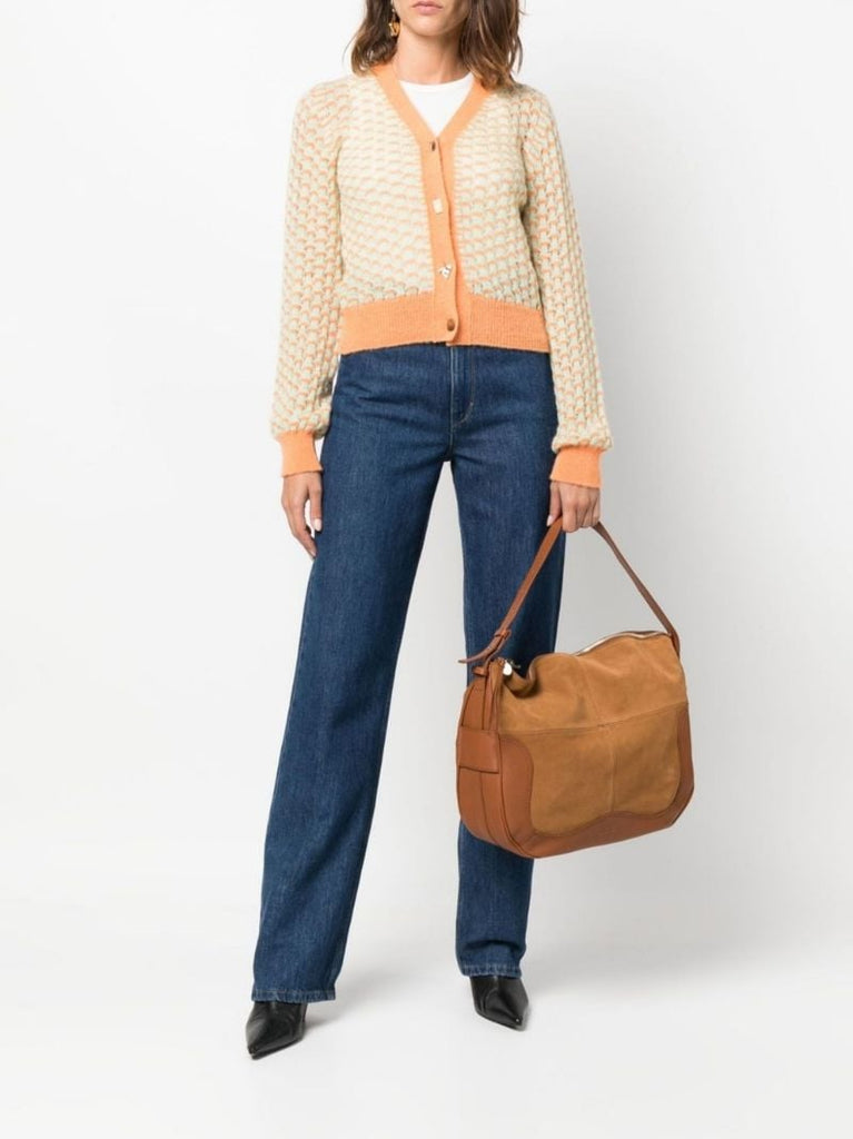 Brown Hana Panelled Leather Shoulder Bag