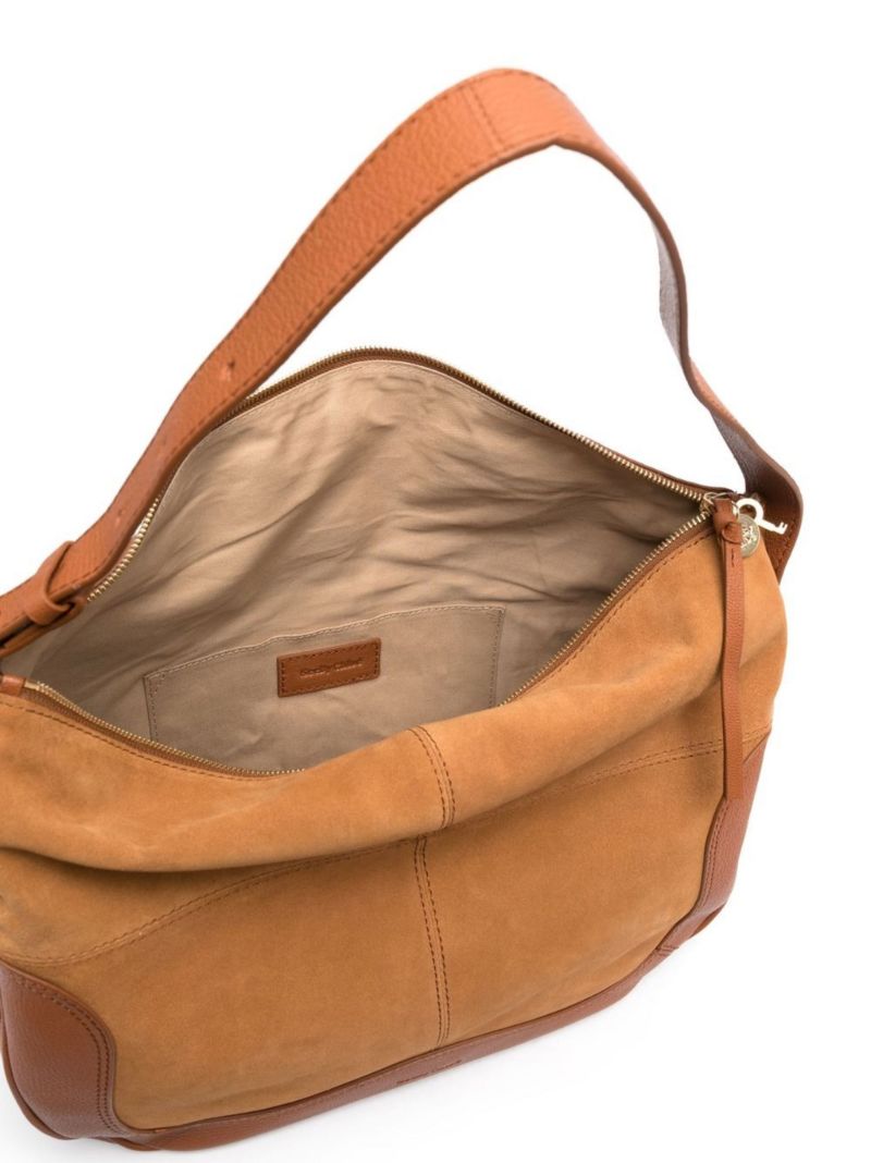 Brown Hana Panelled Leather Shoulder Bag