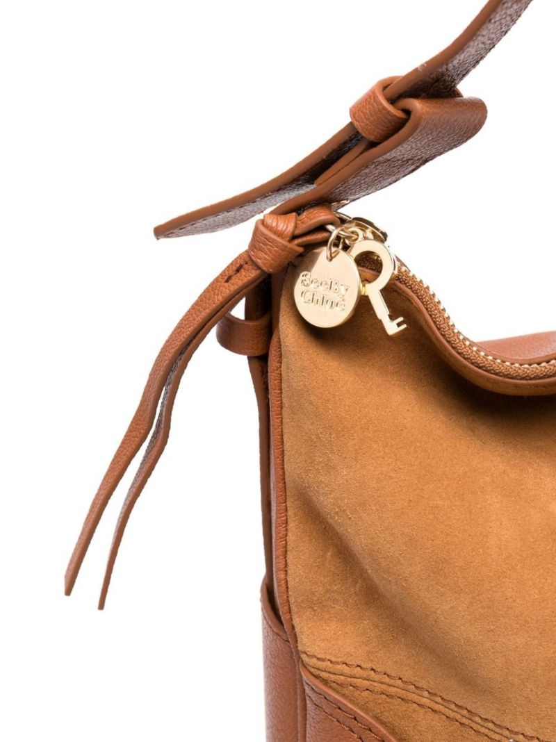 Brown Hana Panelled Leather Shoulder Bag