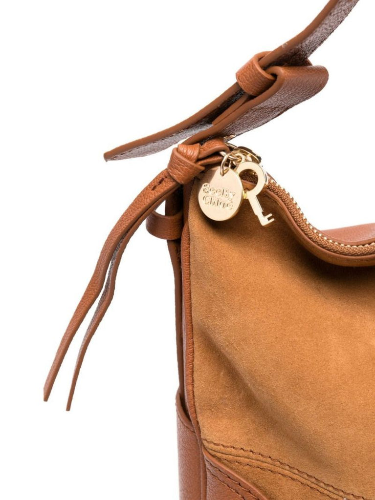 Brown Hana Panelled Leather Shoulder Bag
