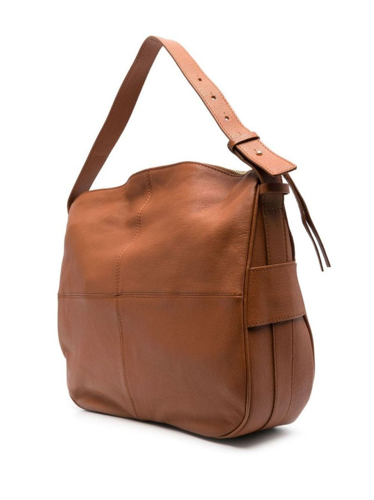 Brown Hana Panelled Leather Shoulder Bag