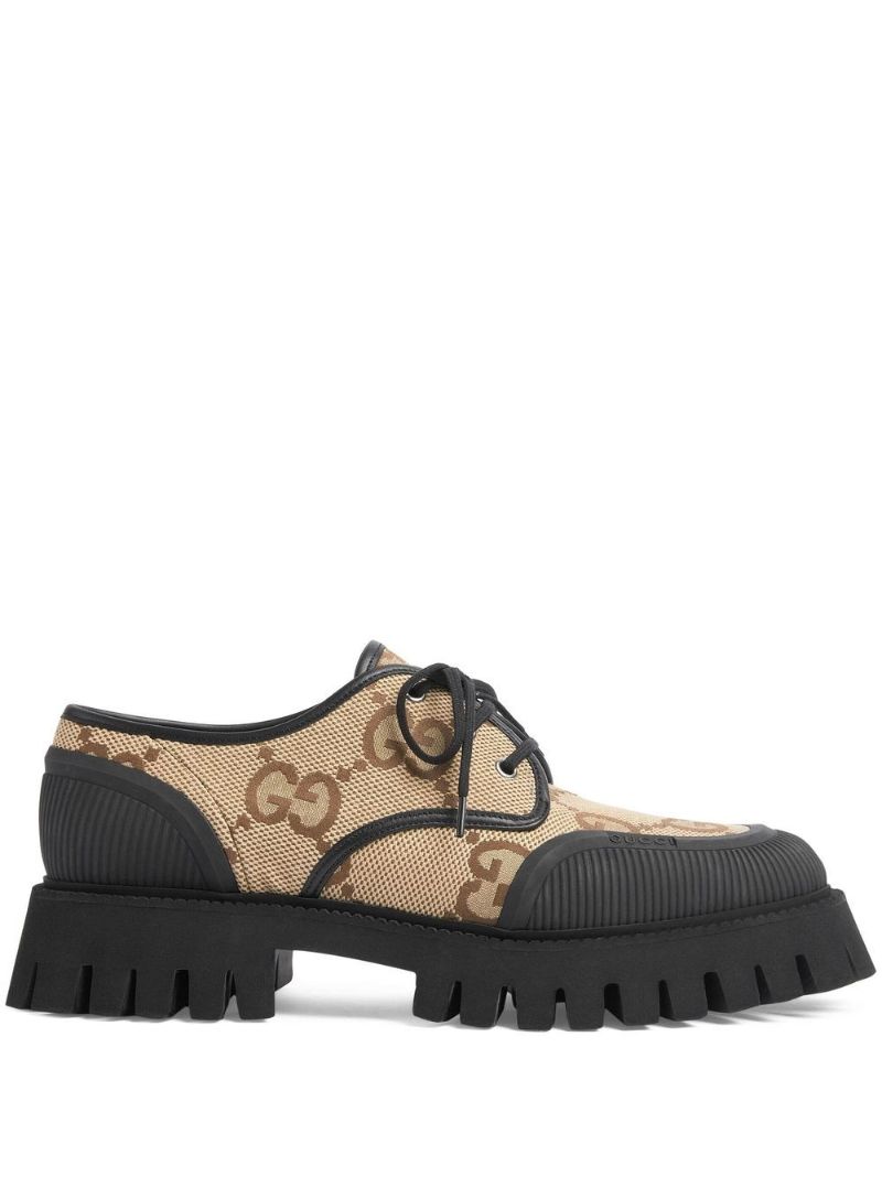 Brown Maxi Gg Monogram Derby Shoes