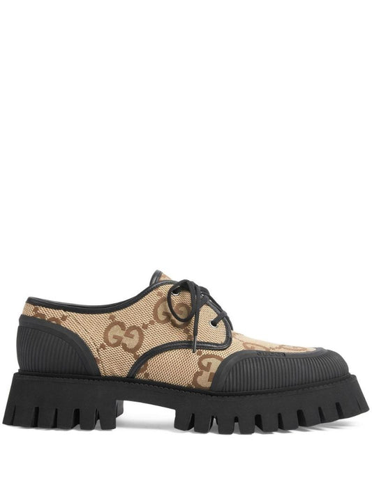 Brown Maxi Gg Monogram Derby Shoes