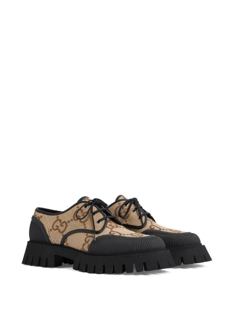 Brown Maxi Gg Monogram Derby Shoes