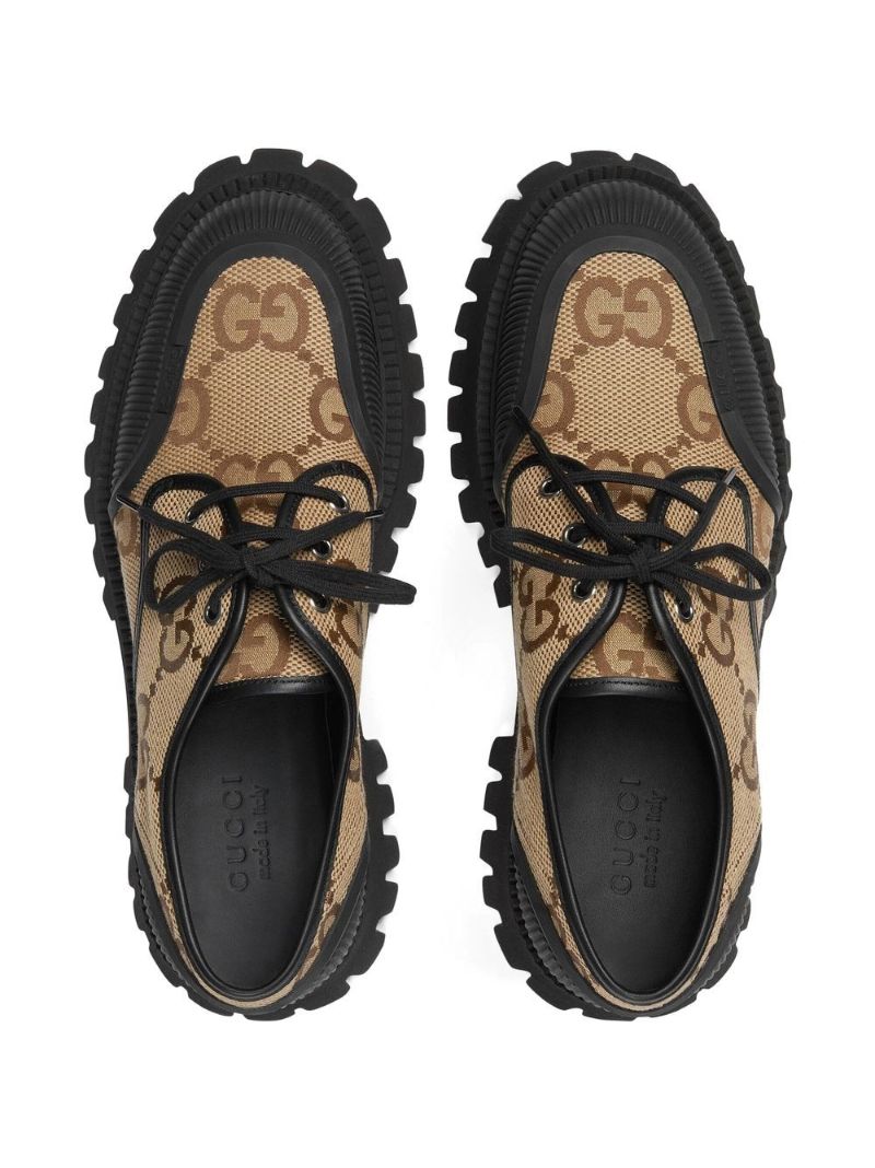 Brown Maxi Gg Monogram Derby Shoes