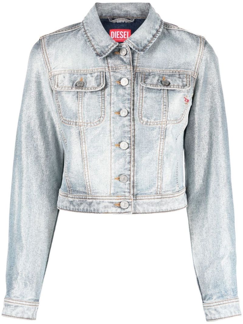 Grey De-slimmy Cropped Denim Jacket