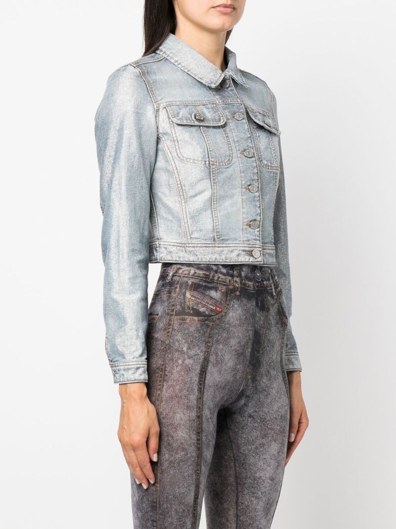 Grey De-slimmy Cropped Denim Jacket