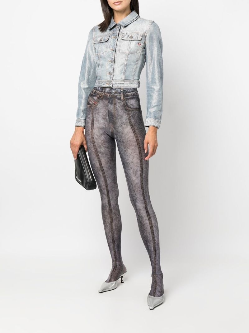 Grey De-slimmy Cropped Denim Jacket