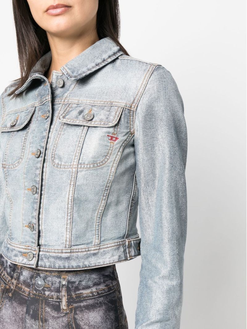 Grey De-slimmy Cropped Denim Jacket