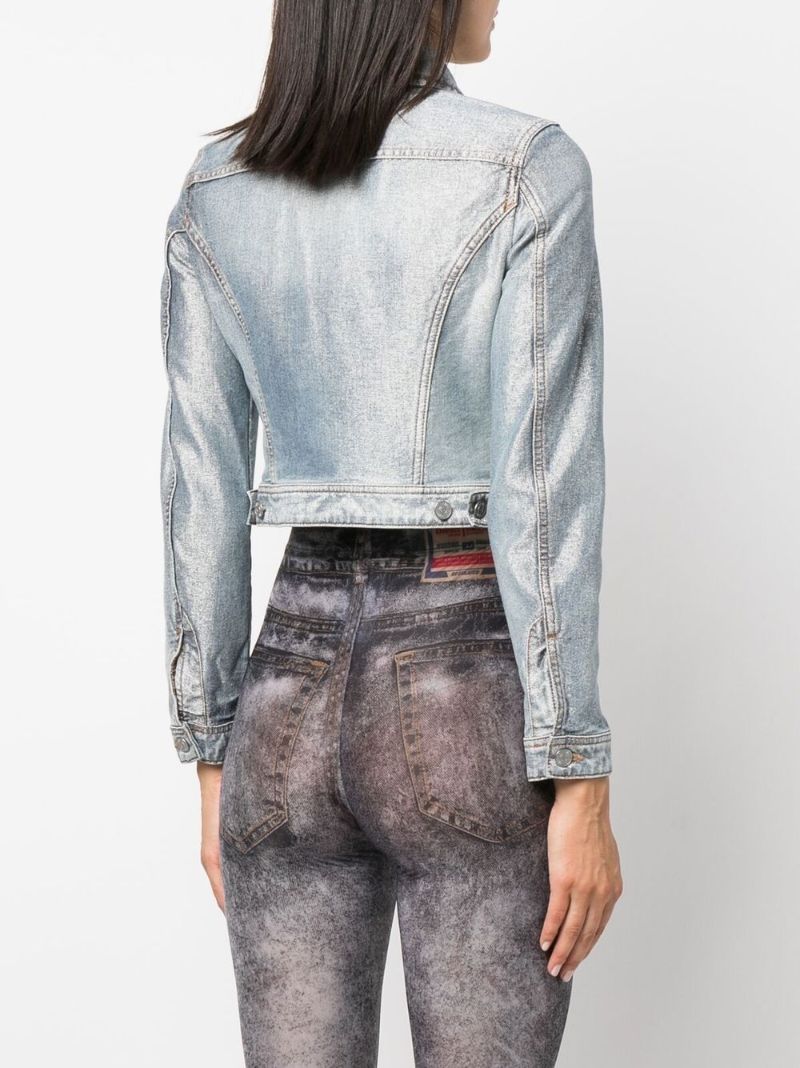 Grey De-slimmy Cropped Denim Jacket