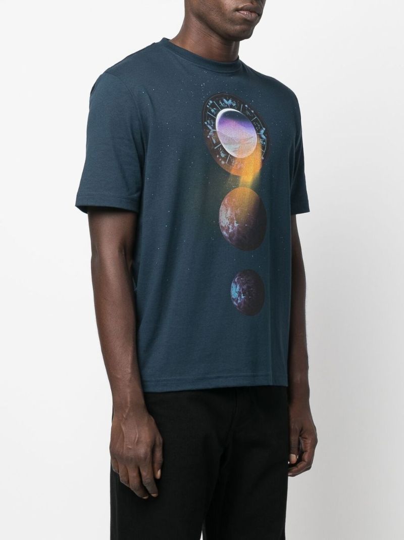 Blue Graphic Print Cotton T-shirt