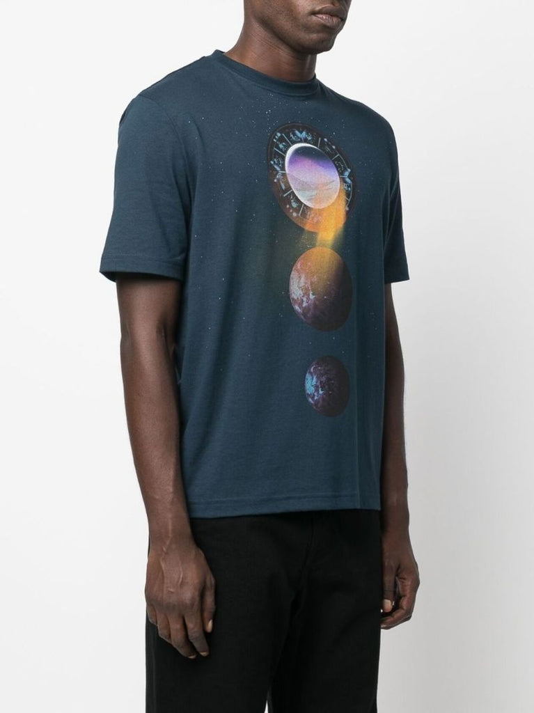 Blue Graphic Print Cotton T-shirt