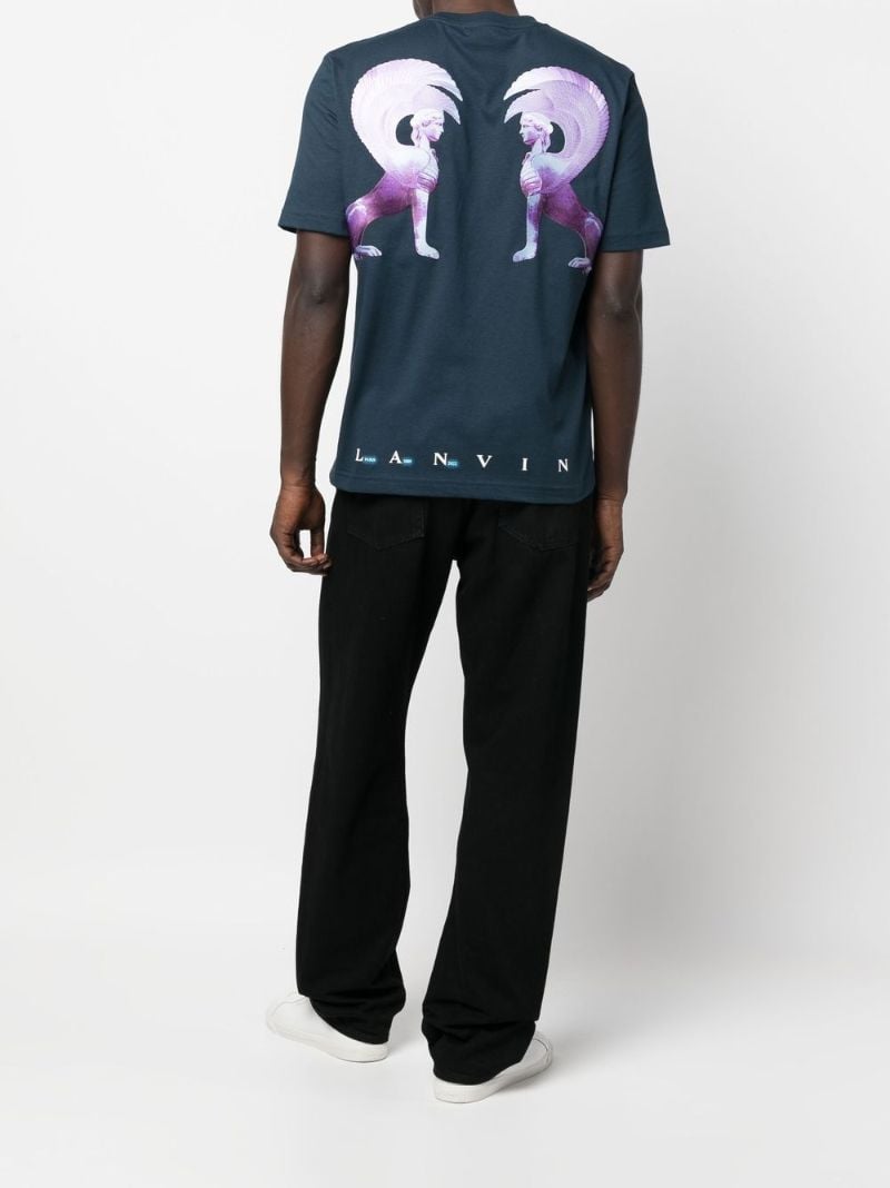 Blue Graphic Print Cotton T-shirt