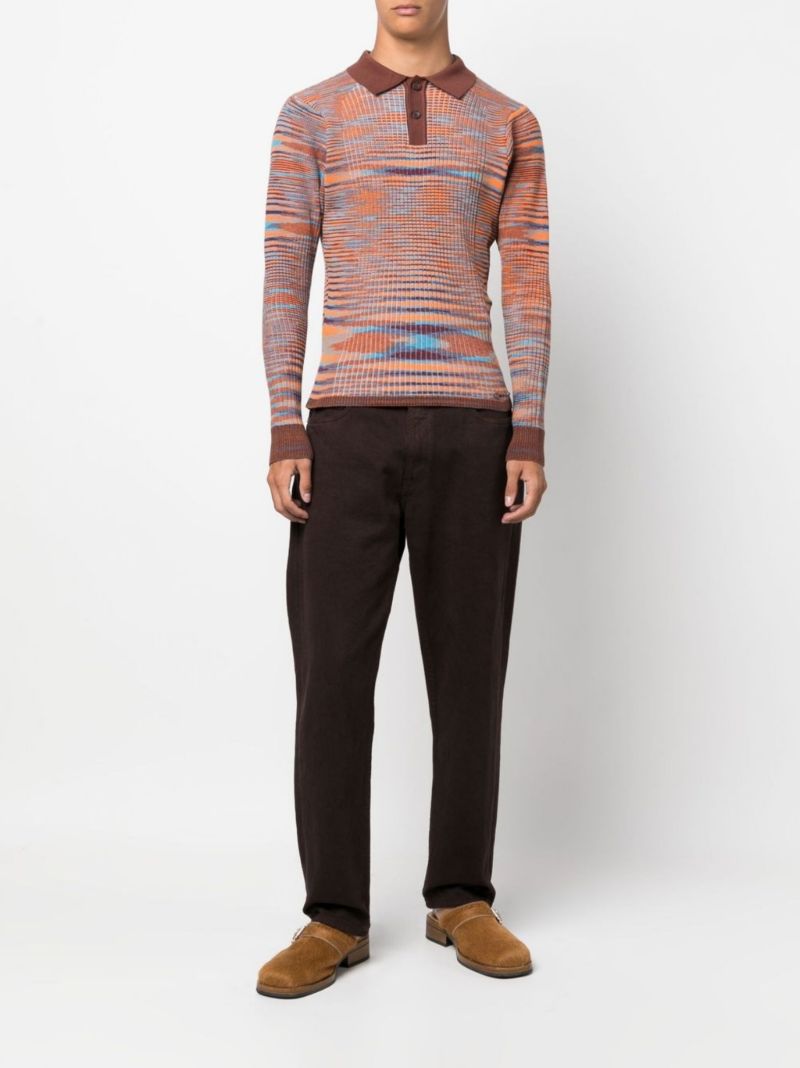 Brown Striped Polo Shirt