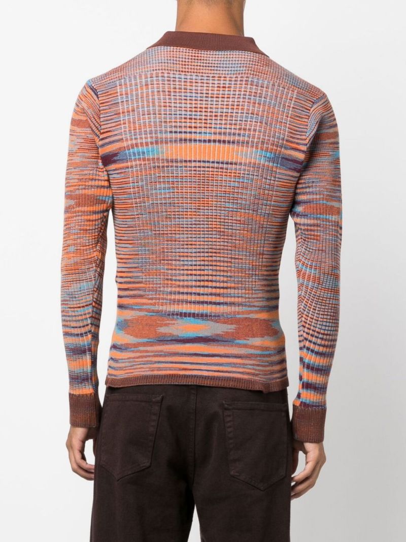 Brown Striped Polo Shirt
