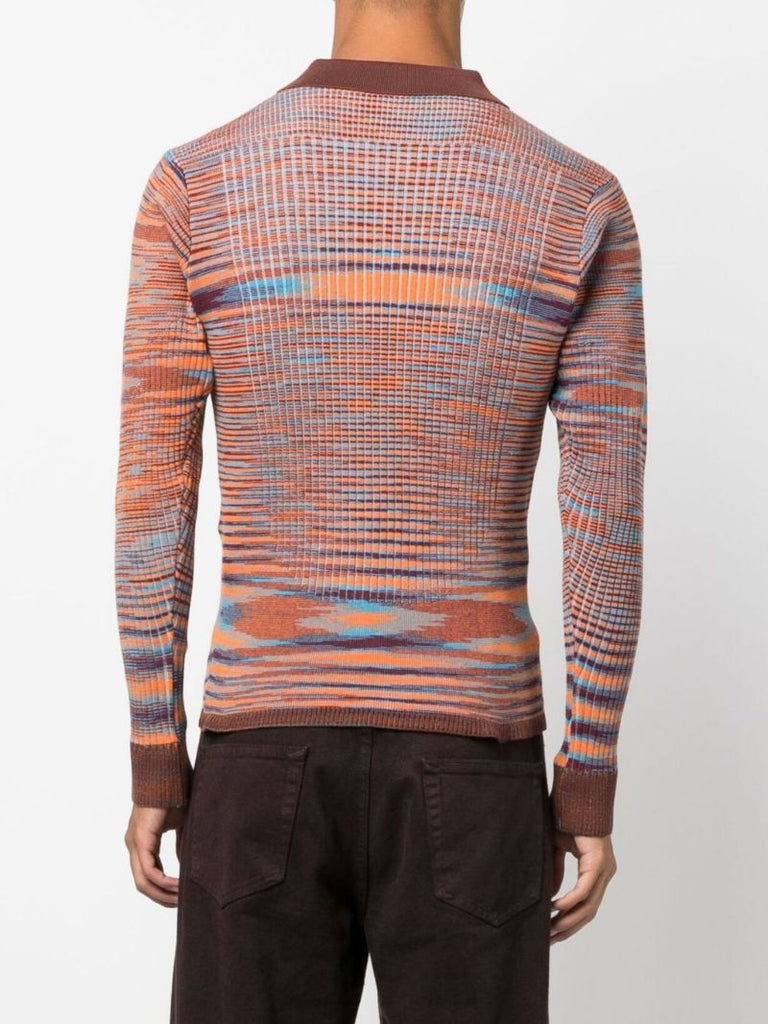 Brown Striped Polo Shirt