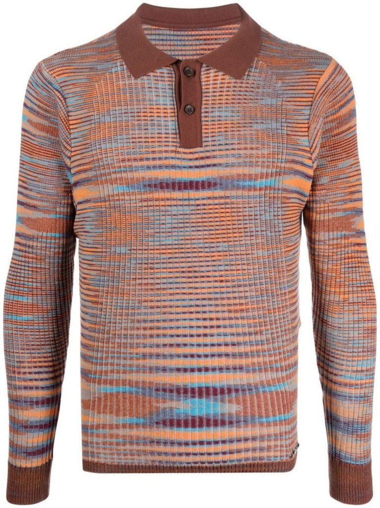 Brown Striped Polo Shirt