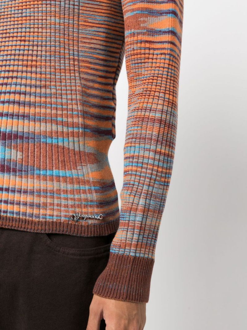 Brown Striped Polo Shirt