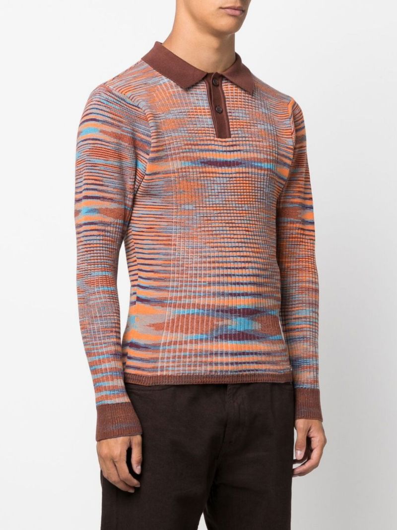 Brown Striped Polo Shirt