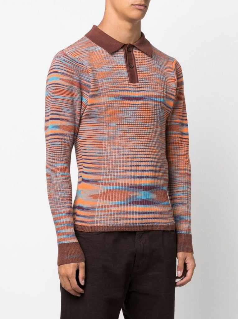 Brown Striped Polo Shirt