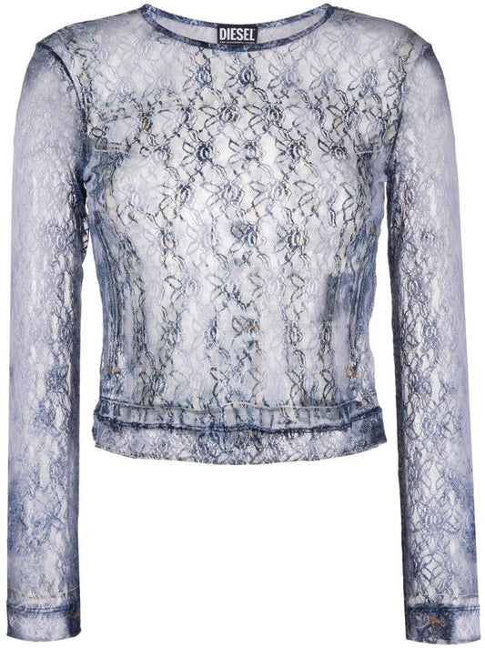 Blue Lace Mesh Top
