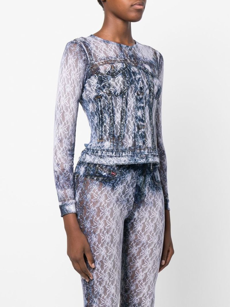 Blue Lace Mesh Top