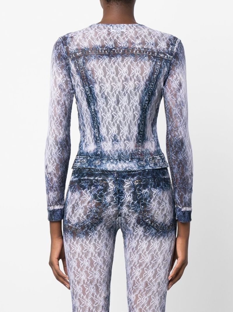Blue Lace Mesh Top